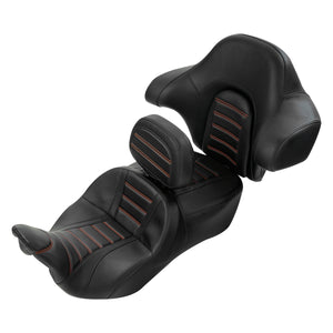 C.C. RIDER Rider Backrest 2 Up Seat Driver Backrest Pad Rally For Harley Touring CVO Street Glide Road Glide Electra Glide Road King, 1988-2025