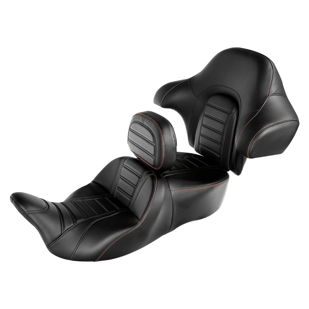 C.C. RIDER Rider Backrest 2 Up Seat Driver Backrest Pad Rally For Harley Touring CVO Street Glide Road Glide Electra Glide Road King, 1988-2025