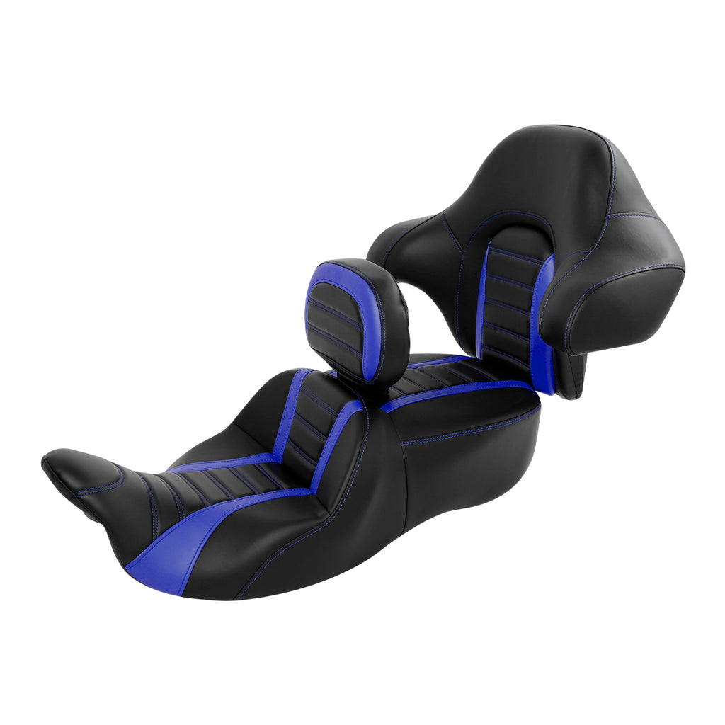C.C. RIDER Rider Backrest 2 Up Seat Driver Backrest Pad Rally For Harley Touring CVO Street Glide Road Glide Electra Glide Road King, 1988-2025