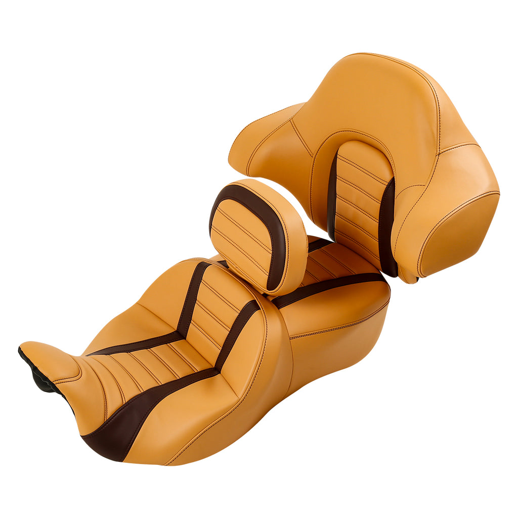 C.C. RIDER Rider Backrest 2 Up Seat Driver Backrest Pad Rally For Harley Touring CVO Street Glide Road Glide Electra Glide Road King, 1988-2025