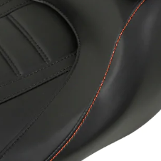 C.C. RIDER Touring Seat Two Piece Low Profile Driver Passenger Seat With Backrest For Road Glide Street Glide Road King, Black Orange, 2009-2023
