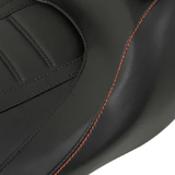 C.C. RIDER Touring Seat Two Piece Low Profile Driver Passenger Seat With Backrest For Road Glide Street Glide Road King, Black Orange, 2009-2023
