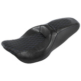 C.C. RIDER Touring Seat 2 up Seat Driver Passenger Seat Diamond Plush For Harley Touring Street Glide Road Glide Electra Glide, 2008-Later S03 CCRiderseats Black Blue