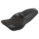 C.C. RIDER Touring Seat 2 up Seat Driver Passenger Seat Diamond Plush For Harley Touring Street Glide Road Glide Electra Glide, 2008-Later S03 CCRiderseats Black Orange