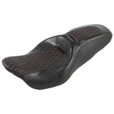 C.C. RIDER Touring Seat 2 up Seat Driver Passenger Seat Diamond Plush For Harley Touring Street Glide Road Glide Electra Glide, 2008-Later S03 CCRiderseats Black Red