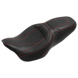 C.C. RIDER Touring Seat 2 up Seat Driver Passenger Seat Twisted Horizon For Harley Touring Street Glide Road Glide Electra Glide, 2008-Later S03 CCRiderseats Black Red