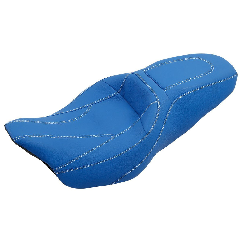 C.C. RIDER Touring Seat 2 up Seat Driver Passenger Seat Twisted Horizon For Harley Touring Street Glide Road Glide Electra Glide, 2008-Later S03 CCRiderseats Blue