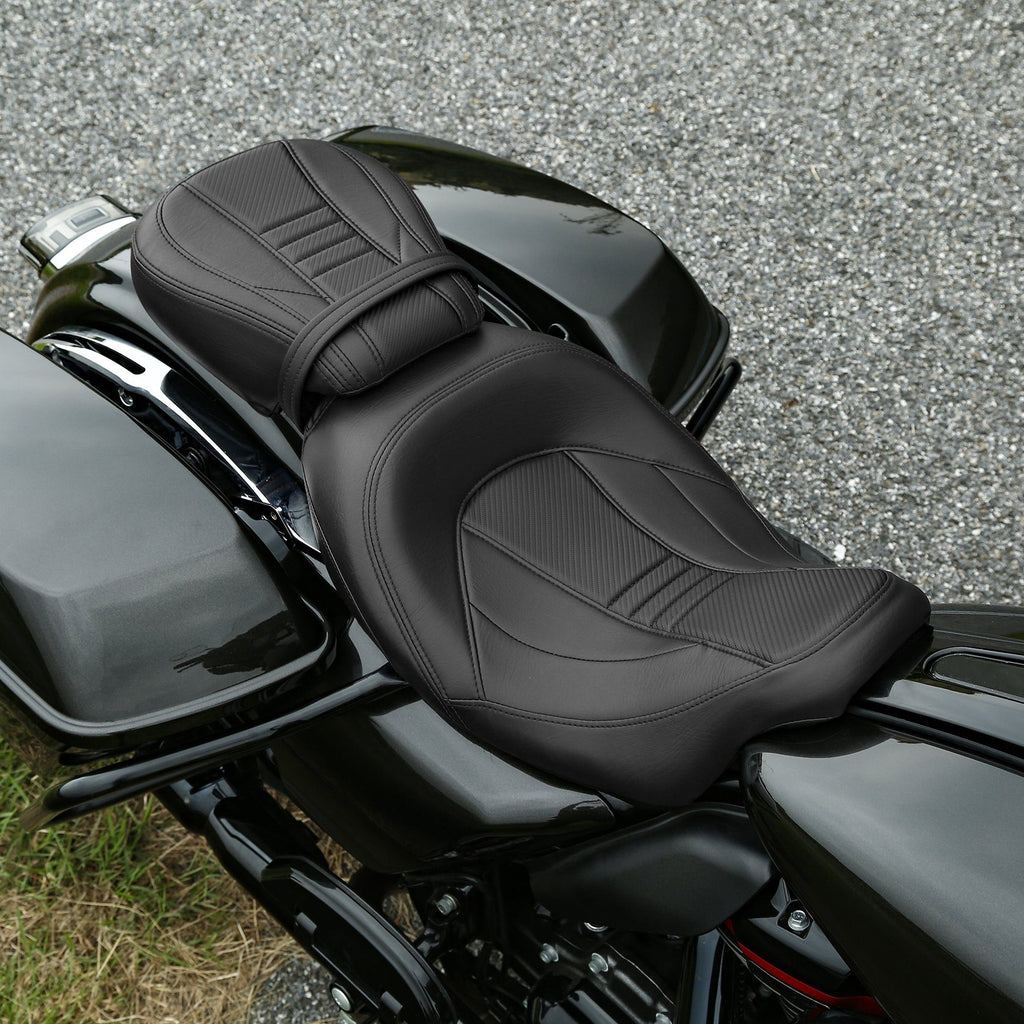 C.C. RIDER Touring Seat Two Piece 2 Up Seat Low Profile Driver Passenger Seat Bulllet For Road Glide Street Glide Road King, 2009-Later SC231 CCRiderseats
