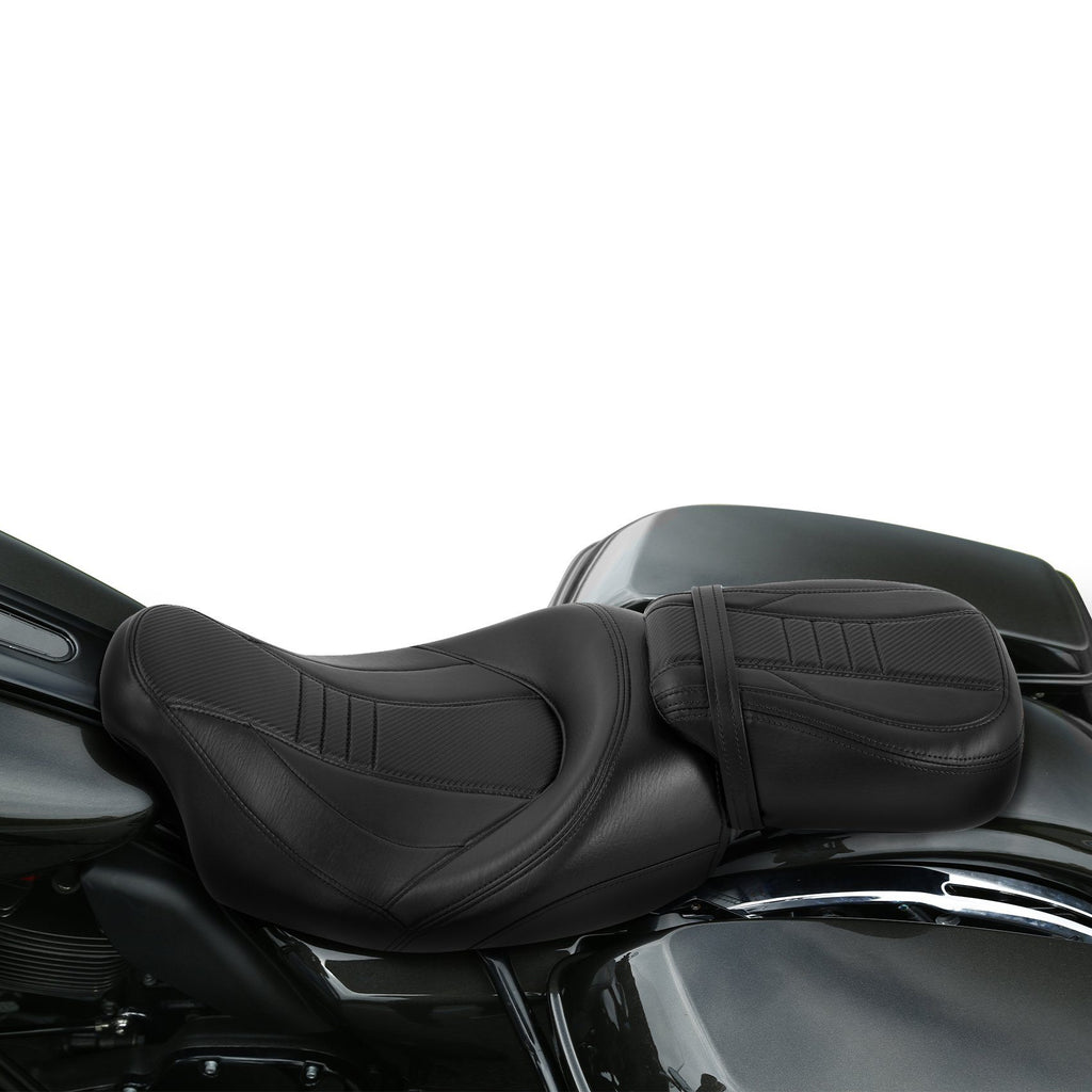 C.C. RIDER Touring Seat Two Piece 2 Up Seat Low Profile Driver Passenger Seat Bulllet For Road Glide Street Glide Road King, 2009-Later SC231 CCRiderseats