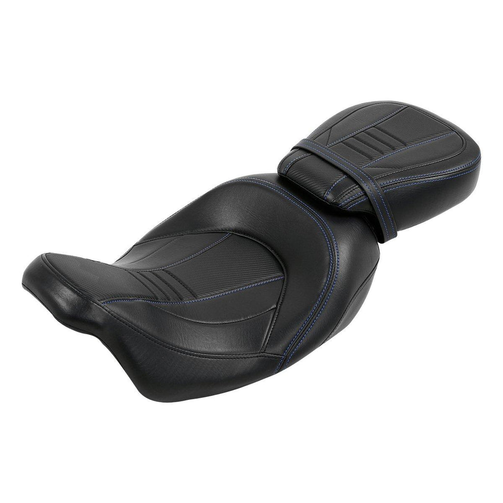 C.C. RIDER Touring Seat Two Piece 2 Up Seat Low Profile Driver Passenger Seat Bulllet For Road Glide Street Glide Road King, 2009-Later SC231 CCRiderseats Black Blue