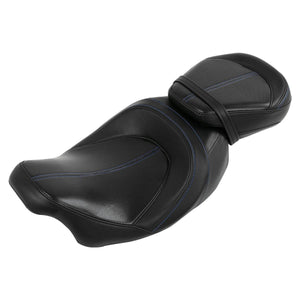 C.C. RIDER Touring Seat Two Piece 2 Up Seat Low Profile Driver Passenger Seat Meridian For Road Glide Street Glide Road King, 2009-Later SC231 CCRiderseats Black Blue