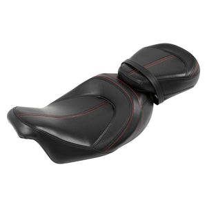 C.C. RIDER Touring Seat Two Piece 2 Up Seat Low Profile Driver Passenger Seat Meridian For Road Glide Street Glide Road King, 2009-Later SC231 CCRiderseats Black Red