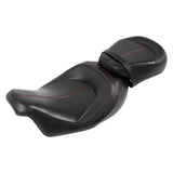 C.C. RIDER Touring Seat Two Piece 2 Up Seat Low Profile Driver Passenger Seat Meridian For Road Glide Street Glide Road King, 2009-Later SC231 CCRiderseats Black Red 
