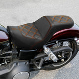 Gel Seat C.C. RIDER Dyna Step Up Seat 2 up Seat Diamond Stitching For Dyna Low Rider Fat Bob FXD/FXDWG, 2006-2017