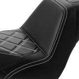 Gel Seat C.C. RIDER Softail Step Up Seat 2 Up Seat Diamond Stitching For Softail Street Bob FXBB Standard FXST Models 2018-2024