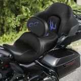 C.C. RIDER Touring Seat Driver Passenger Seat With Backrest For Harley CVO Road Glide Electra Glide Street Glide Road King, Black Blue, 2014-2024