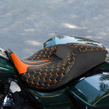 Gel Seat C.C. RIDER Touring Seat 2 up Seat Driver Passenger Seat For Harley Touring Street Glide Road Glide Electra Glide Honeycomb Stitiching, 2008-2023