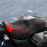 Gel Seat C.C. RIDER Touring Seat 2 up Seat Driver Passenger Seat For Harley Touring Street Glide Road Glide Electra Glide Honeycomb Stitiching, 2008-2023