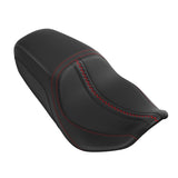 C.C. RIDER Touring Seat One Piece 2 Up Seat Driver Passenger Seat Black Red Stitching For Street Glide Road Glide, 2023-2025