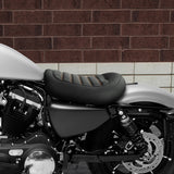 C.C.RIDER Sportster Seat Front Solo Seat Driver Rider Cushion Orange Roll Stitching, 2010-2023 XL models
