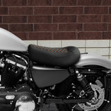 C.C.RIDER Sportster Seat Front Solo Seat Driver Rider Cushion Orange Honeycomb Stitching, 2010-2023 XL models