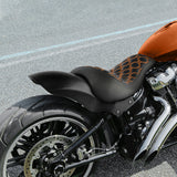 C.C.RIDER Custom Short Oval Rear Fender With Orange Stitching Solo Seat in Black Gelcoat Finish For Harley Softail Breakout FXBR FXBRS, 2018-2023