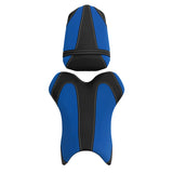 C.C. RIDER YZF R1 Front And Rear Seat Black Blue Alcantara Leather For YAMAHA YZFR1, 2004-2006