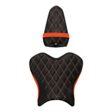 C.C. RIDER YZF R1 Front And Rear Seat For YAMAHA YZFR1 Black Orange Lattice Stitching, 2015-2024