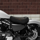 C.C.RIDER Sportster Seat Front Solo Seat Driver Rider Cushion Orange Lattice Stitching, 2010-2023 XL models