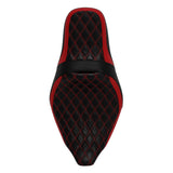 C.C. RIDER Touring Seat 2 up Seat Driver Passenger Seat Slim Extended Reach Red Stitching For Harley Touring Street Glide Road Glide Electra Glide, 2009-2023