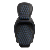 Gel Seat C.C. RIDER Touring Seat Two Piece 2 Up Seat Low Profile Driver Passenger Seat For Road Glide Street Glide Road King Lattice Stitching, 2009-2023
