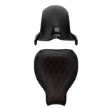 C.C.RIDER Custom Short Oval Rear Fender With Red Diamond Dtitching Solo Seat In Black Gelcoat Finish Fit For Harley Softail Breakout FXBR FXBRS, 2018-2023