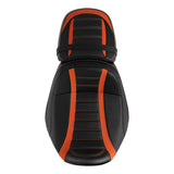 C.C. RIDER Touring Seat Two Piece 2 Up Seat Driver Solo Seat Passenger Seat Orange Trimming For CVO Street Glide CVO Road Glide, 2023-2025