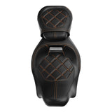 NEW C.C. RIDER Touring Seat Two Piece 2 Up Seat Low Profile Driver Passenger Seat Lattice Sititching For Road Glide Street Glide Road King, 2009-2023