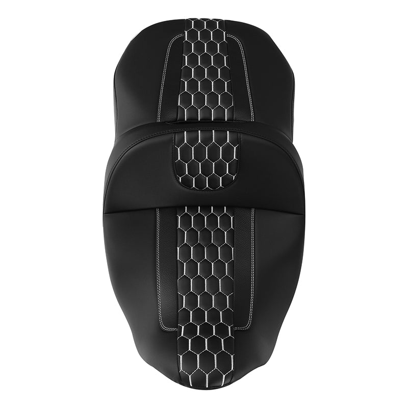C.C. RIDER Touring Seat 2 Up Seat Driver Passenger Seat Honeycomb Stitching For Harley CVO Road Glide Electra Glide Street Glide Road King, 2009-2023