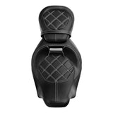 NEW C.C. RIDER Touring Seat Two Piece 2 Up Seat Low Profile Driver Passenger Seat Lattice Sititching For Road Glide Street Glide Road King, 2009-2023