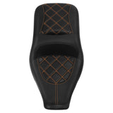 C.C. Rider BMW R18B R18 Transcontinental One Piece Seat Rider Passenger Seat Pillion Cushion Orange Lattice Stitching, 2020-2024