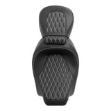 Gel Seat C.C. RIDER Touring Seat Two Piece 2 Up Seat Low Profile Driver Passenger Seat For Road Glide Street Glide Road King Lattice Stitching, 2009-2023