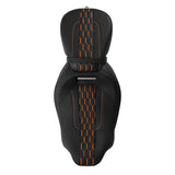 C.C. RIDER Touring Seat Two Piece 2 Up Seat Low Profile Driver Passenger Seat Honeycomb Design For Road Glide Street Glide Road King, 2009-2023