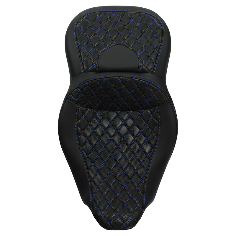 C.C. RIDER Touring Seat 2 Up Seat Driver Passenger Seat Lattice Stitching For Harley CVO Road Glide Electra Glide Street Glide Road King, 2009-2023
