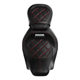 NEW C.C. RIDER Touring Seat Two Piece 2 Up Seat Low Profile Driver Passenger Seat Lattice Sititching For Road Glide Street Glide Road King, 2009-2023