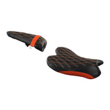 C.C. RIDER YZF R1 Front And Rear Seat For YAMAHA YZFR1 Black Orange Lattice Stitching, 2015-2024