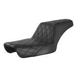 C.C. RIDER Dyna Step Up Seat 2 Up Seat Black Lattice Stitching For Dyna Wide Glide Super Glide, 1996-2003