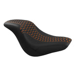 C.C. RIDER Softail Seat Low Rider S Low Rider ST Driver Passenger Seat Black Orange Honeycomb Stitching Fit For Low Rider FXLR FXLRS FXLRST 2018-2024