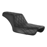 C.C. RIDER Dyna Step Up Seat 2 Up Seat Black Lattice Stitching For Dyna Wide Glide Super Glide, 1996-2003