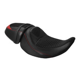 C.C. RIDER Touring Seat Two Piece 2 Up Seat Driver Solo Seat Passenger Seat Alcantara Leather Red Stitching For CVO Street Glide CVO Road Glide, 2023-2024