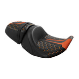C.C. RIDER Touring Seat Two Piece 2 Up Seat Driver Solo Seat Passenger Seat Honeycomb Stitching For CVO Street Glide CVO Road Glide, 2023-2024