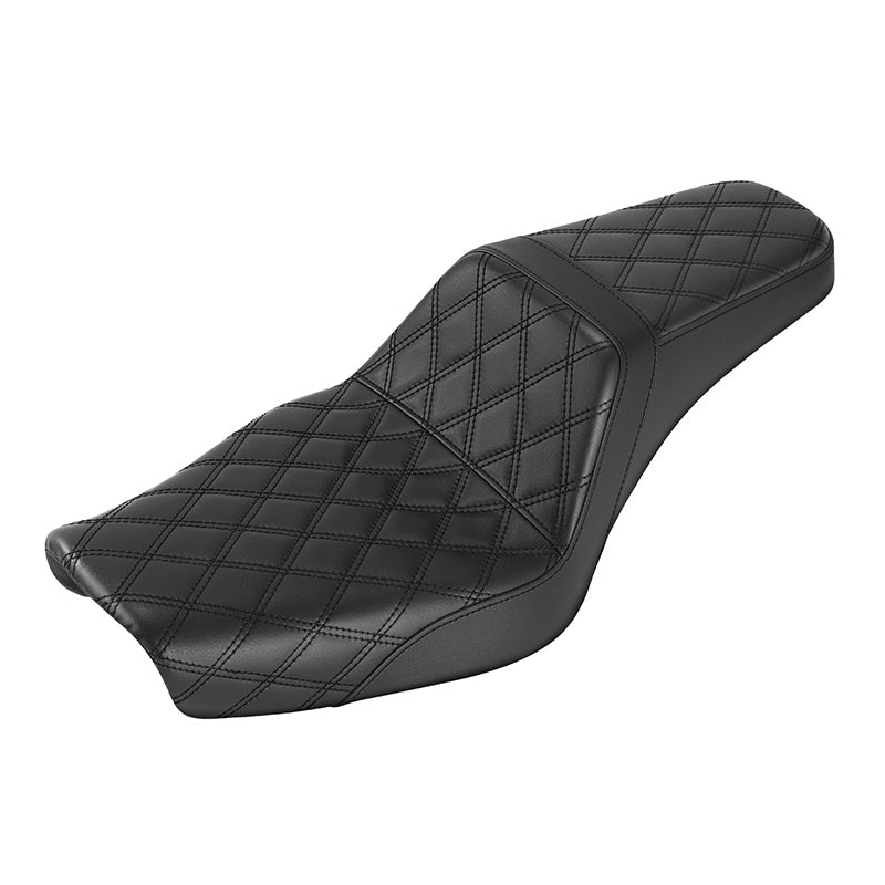 C.C. RIDER Dyna Step Up Seat 2 Up Seat Black Lattice Stitching For Dyna Wide Glide Super Glide, 1996-2003
