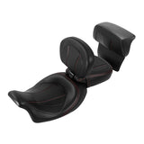 C.C. RIDER Touring Seat Two Piece Low Profile Driver Passenger Seat With Backrest For Road Glide Street Glide Road King, Red, 2009-2023
