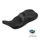 Gel Seat C.C. RIDER Touring Seat 2 Up Seat  Driver Passenger Seat For Harley CVO Road Glide Electra Glide Street Glide Road King Honeycomb, 1997-2007
